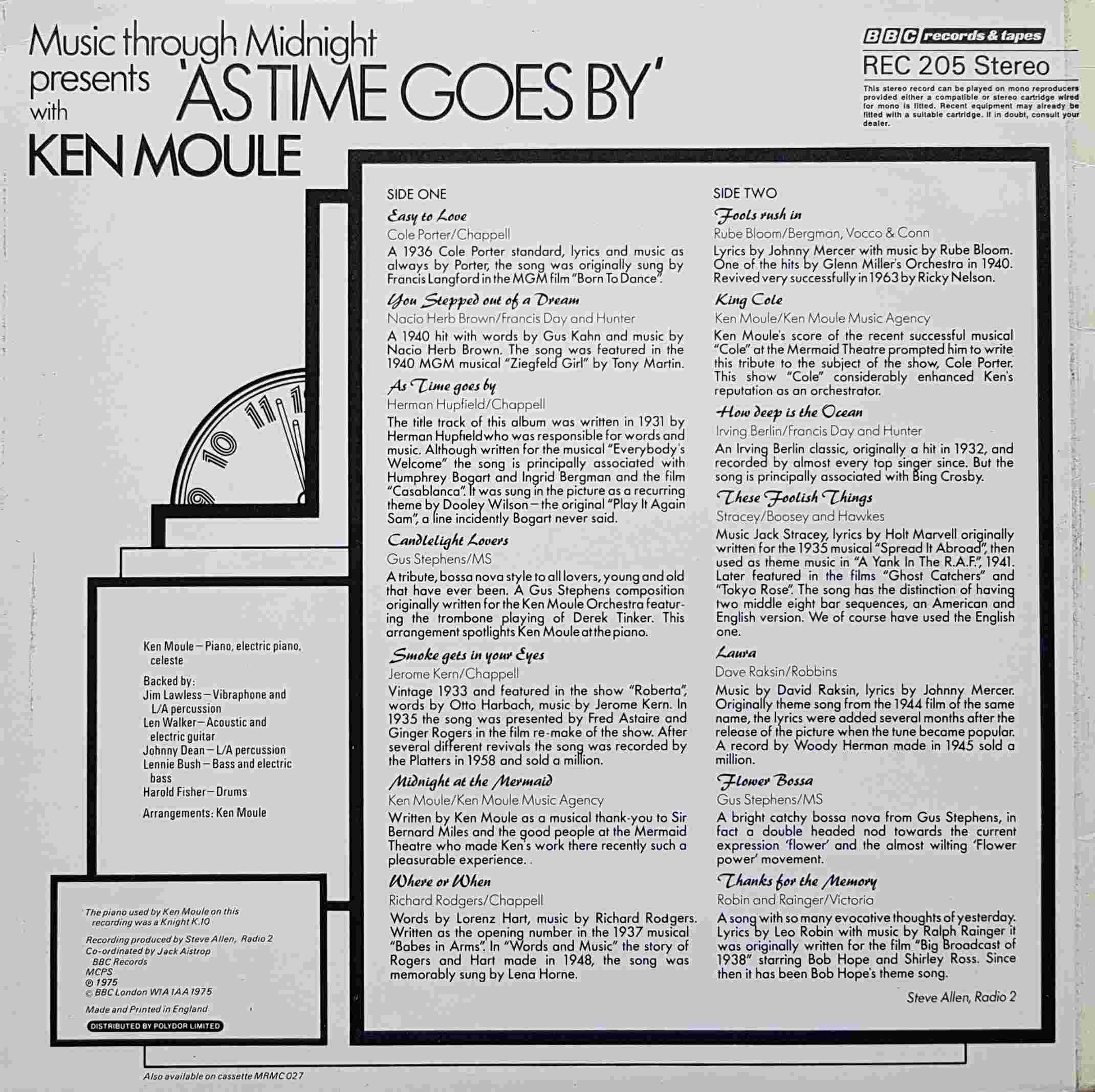 Picture of REC 205 As time goes by by artist Ken Moule from the BBC records and Tapes library